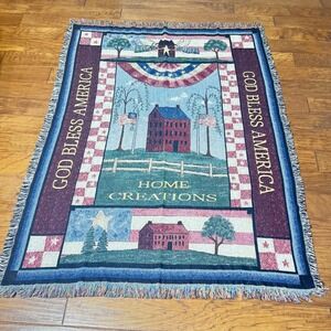 Home Creations God Bless America Woven Tapestry Throw Blanket Patriotic American